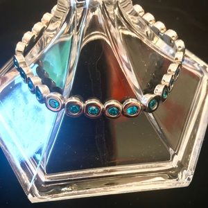 Rustic Cuff Tennis Bracelet w/Blue Topaz